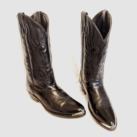Laredo Shoes - Laredo Mccomb Silver Tipped Black Cowboy Boots